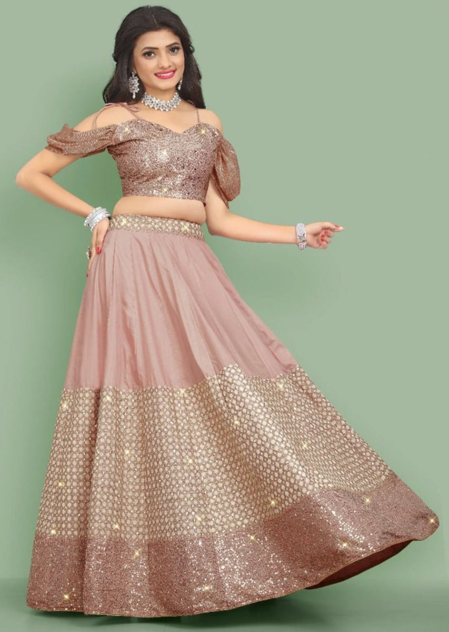 Beautiful Peach Color Designer Lehenga Choli At Affordable Price - Joshindia