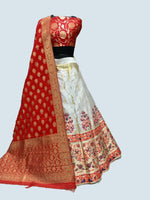 buy white red banarasi lehenga online - Joshindia