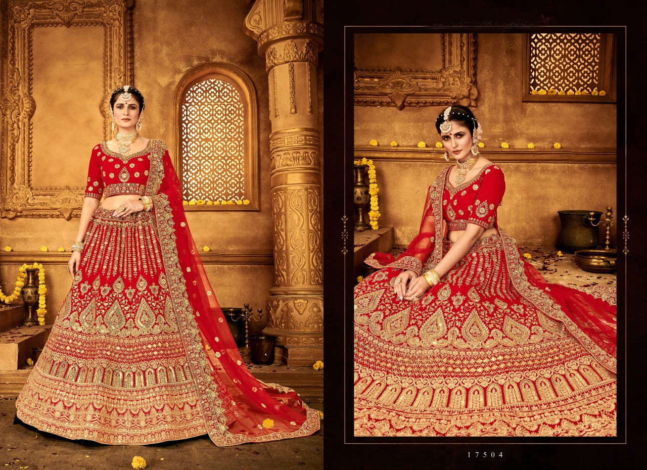 Stunning Red Color Latest Bridal Lehenga Choli