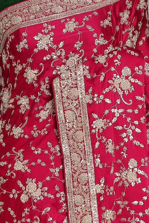 Red color trending saree for wedding look buy now Joshindia