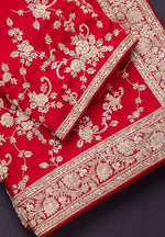 Red color trending saree for wedding look buy now - Joshindia