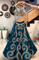 turquoise blue color latest designer lehenga choli for wedding - Joshindia