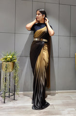 Heavy Lycra Padding Ready To Wear Saree with Metal Belt - Joshindia