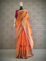 Beautiful cotton silksaree with fancy lace and weaving patta - Joshindia