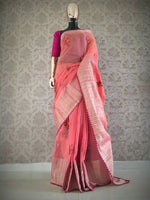 Beautiful cotton silksaree with fancy lace and weaving patta - Joshindia