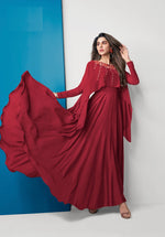 Stunning red color designer gown for wedding look - Joshindia