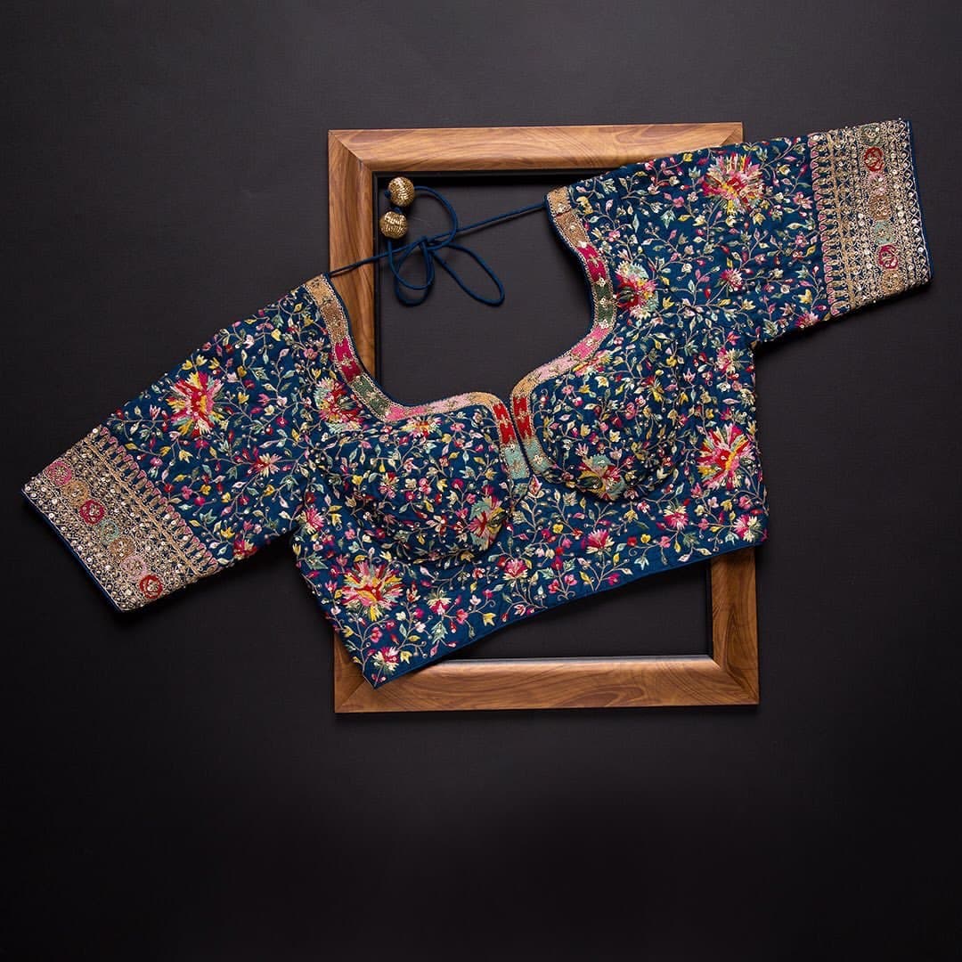 Blue color beautiful designer saree for wedding reception and party - Joshindia