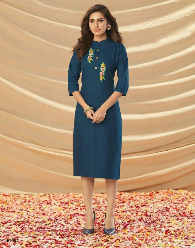 Latest blue color kurta design buy now - Joshindia
