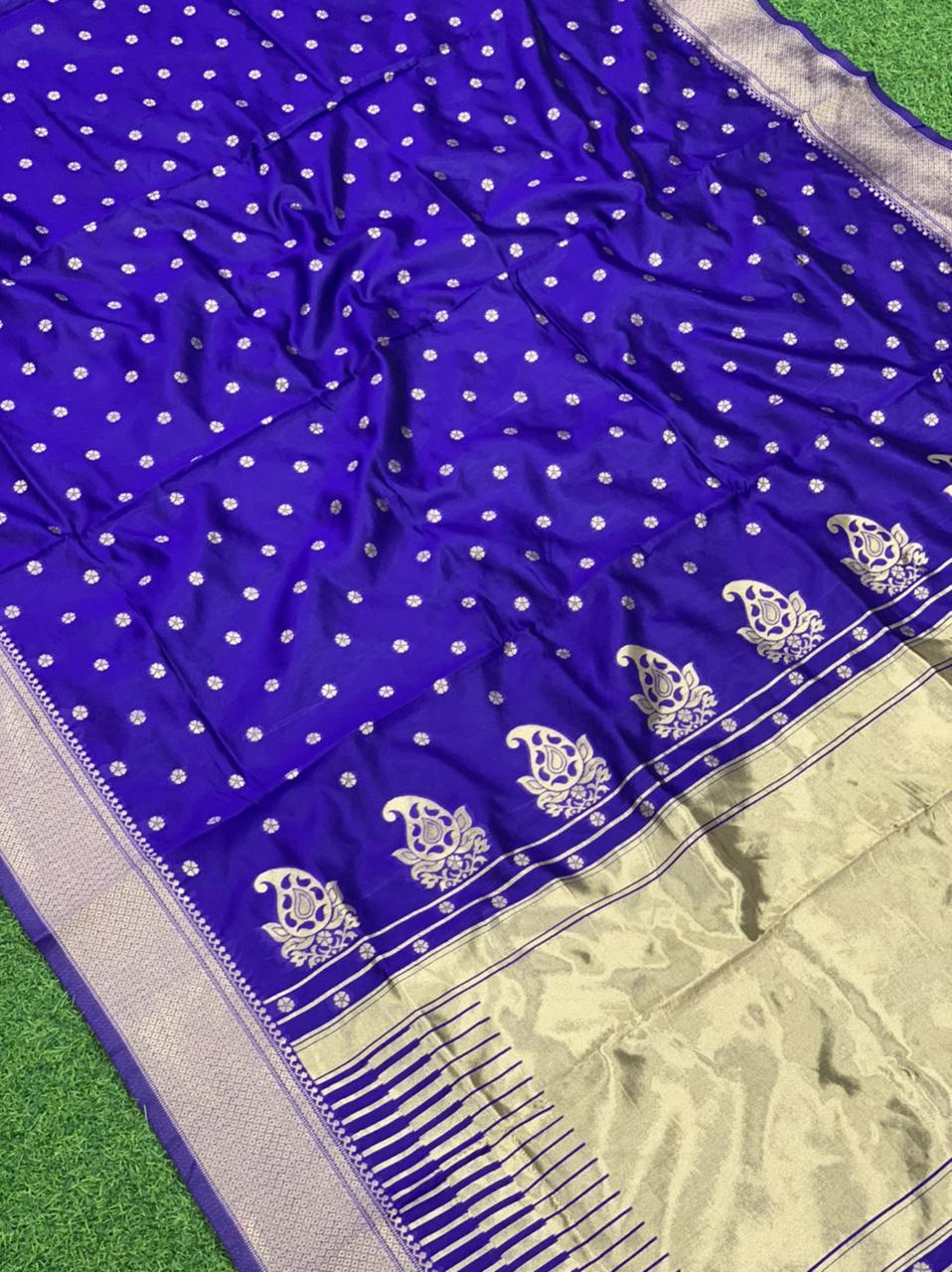 Traditional blue silk saree online at affordable rate