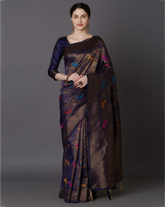 Blue silk saree online at affordable rate