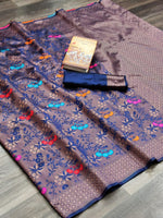 Blue silk saree online at affordable rate - Joshindia