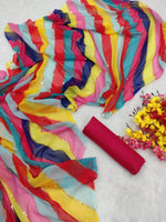 Beautiful multicolor leriya print saree at affordable rate - Joshindia
