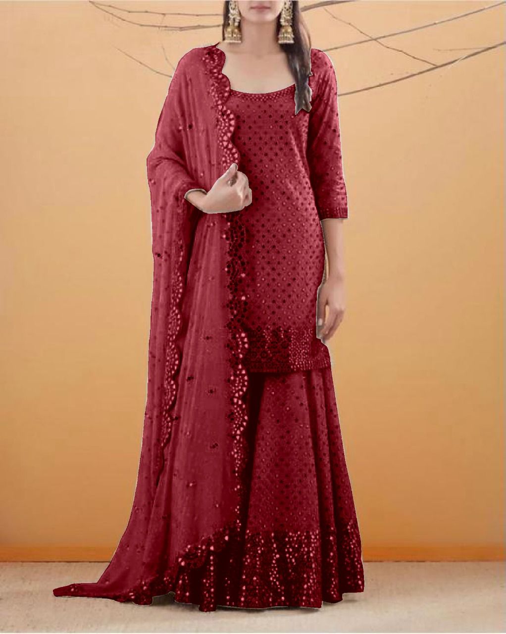 Trending white color georgette sharara suit for best looks - Joshindia