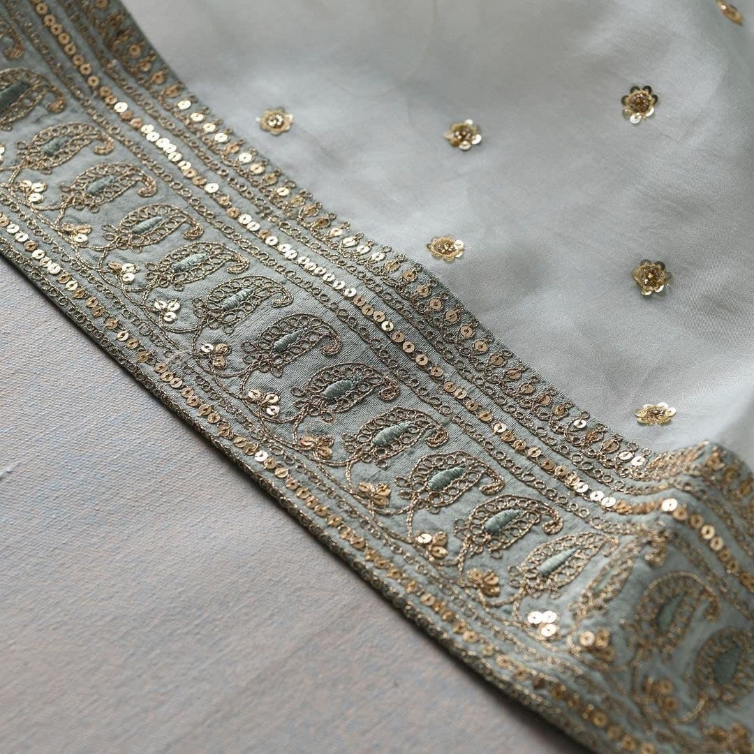 Beautiful sky blue color organza silk saree at affordable price