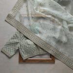 Beautiful sky blue color organza silk saree at affordable price - Joshindia