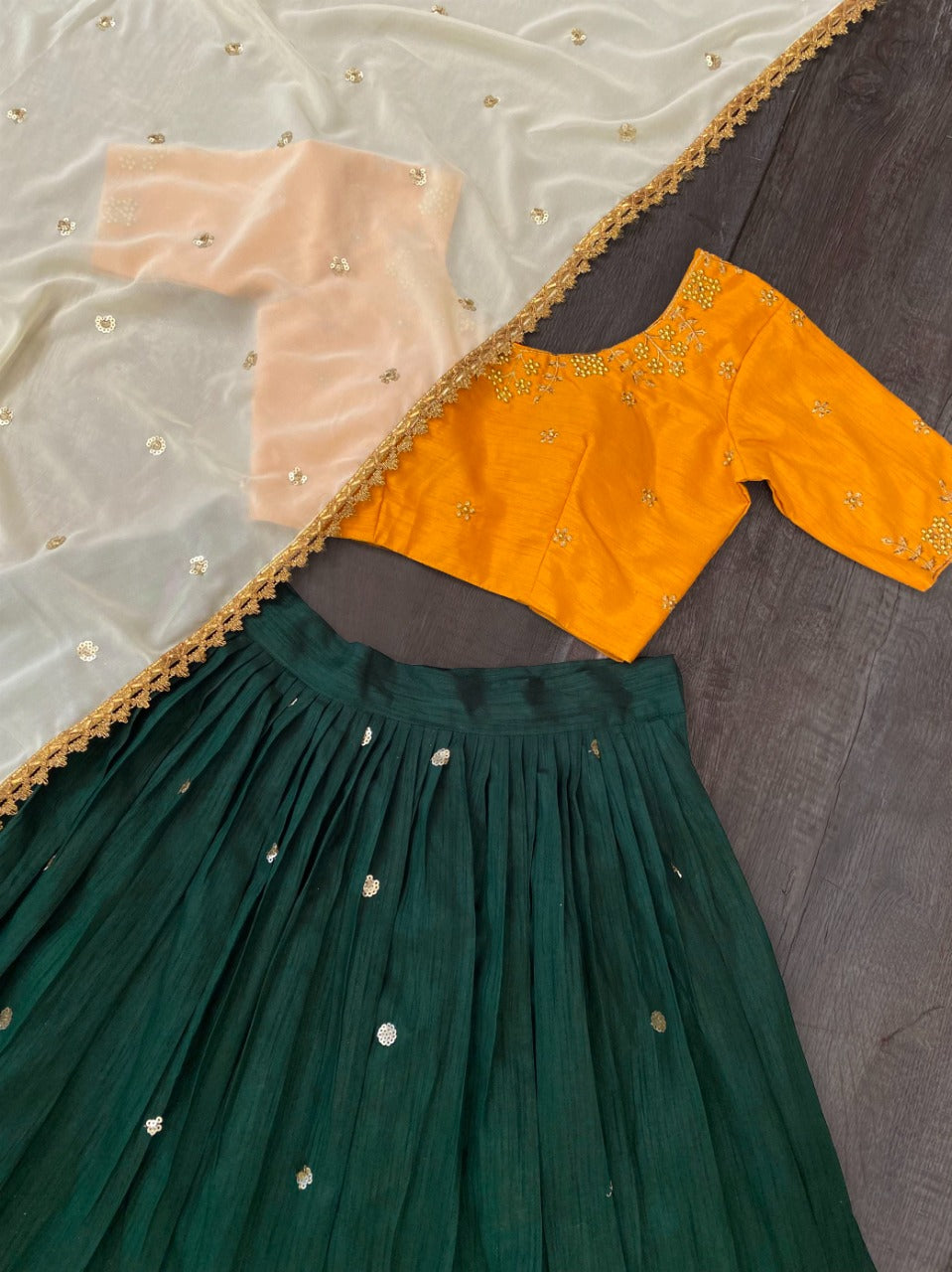 Green and yellow color designer lehenga choli at affordable price - Joshindia