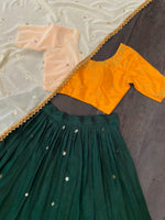 Green and yellow color designer lehenga choli at affordable price - Joshindia