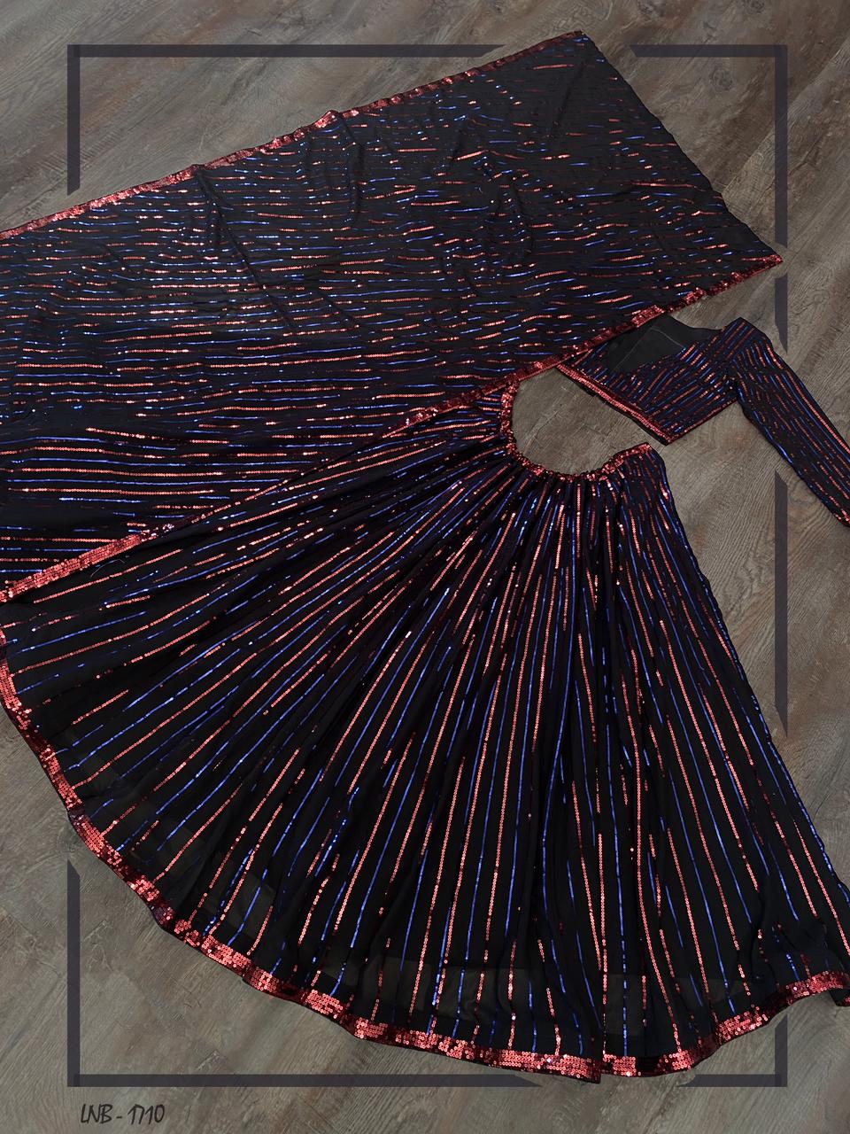 Black color designer lehenga choli for partywear function buy now - Joshindia