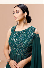 Green color ready to wear gown for wedding function buy online - Joshindia