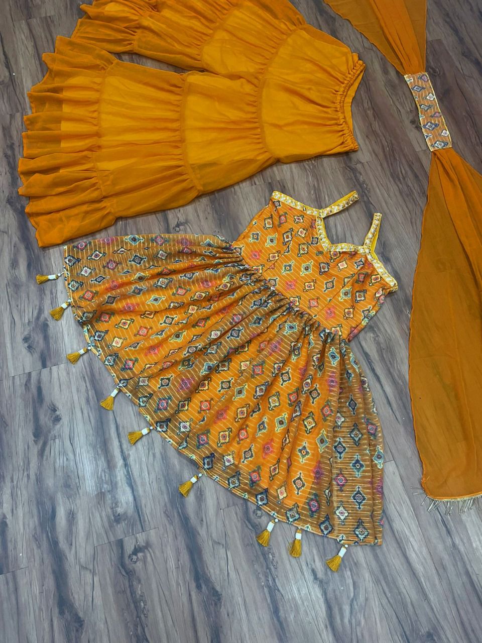 Orange color fancy sharara-suit buy now - Joshindia