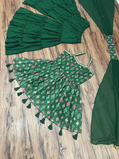 Green color fancy sharara-suit buy now online