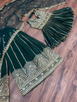 Green color designer look mirror plazo suit buy now - Joshindia