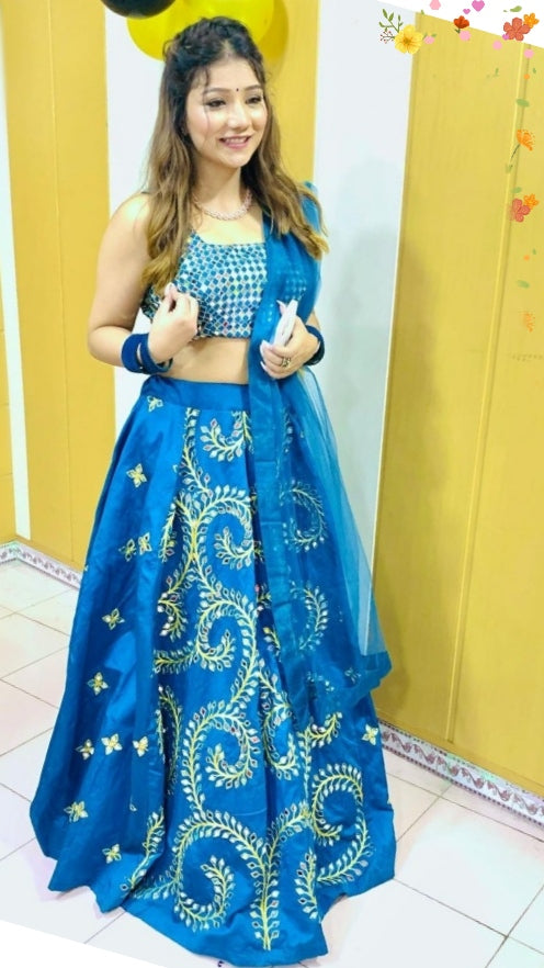 Buy turquoise blue color latest designer lehenga choli for wedding - Joshindia