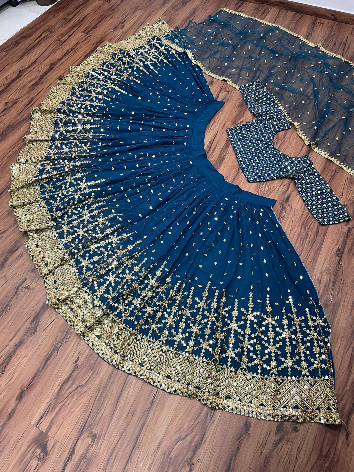 Wedding special blue color lehenga choli for stylish looks - Joshindia