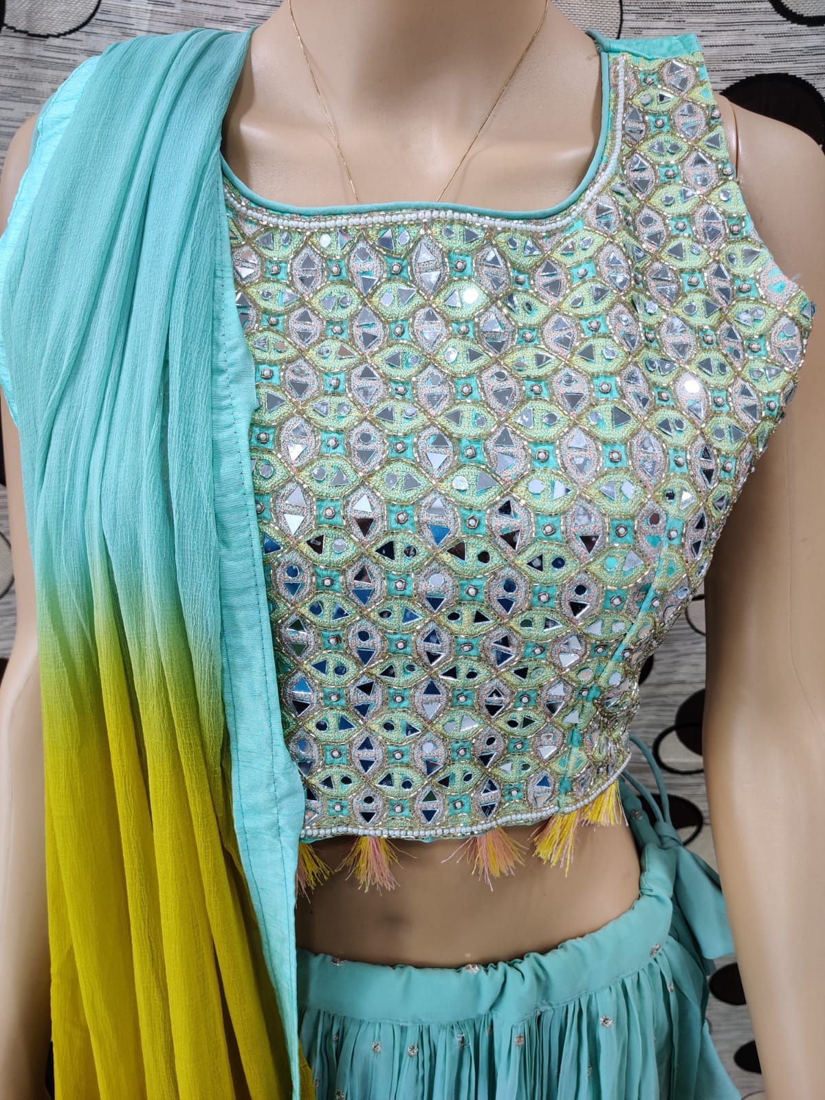 SKY BLUE RUFFLE LEHENGA CHOLI BUY NOW - Joshindia