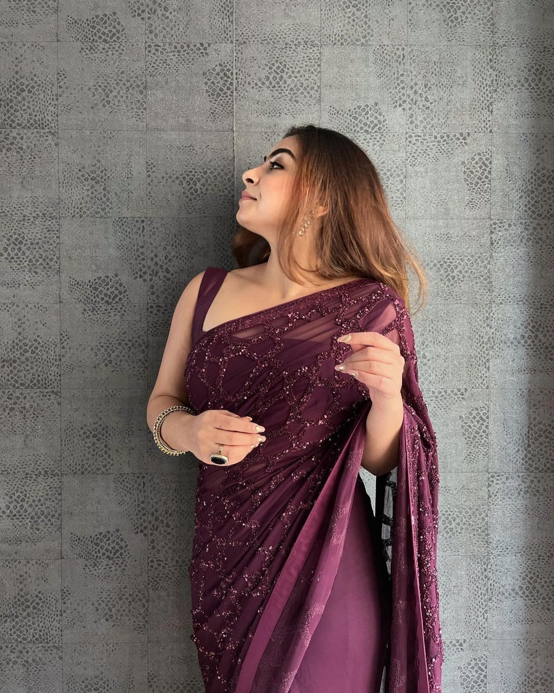 Buy Purple Saree Contrast Blouse for Women Online from India's Luxury  Designers 2023