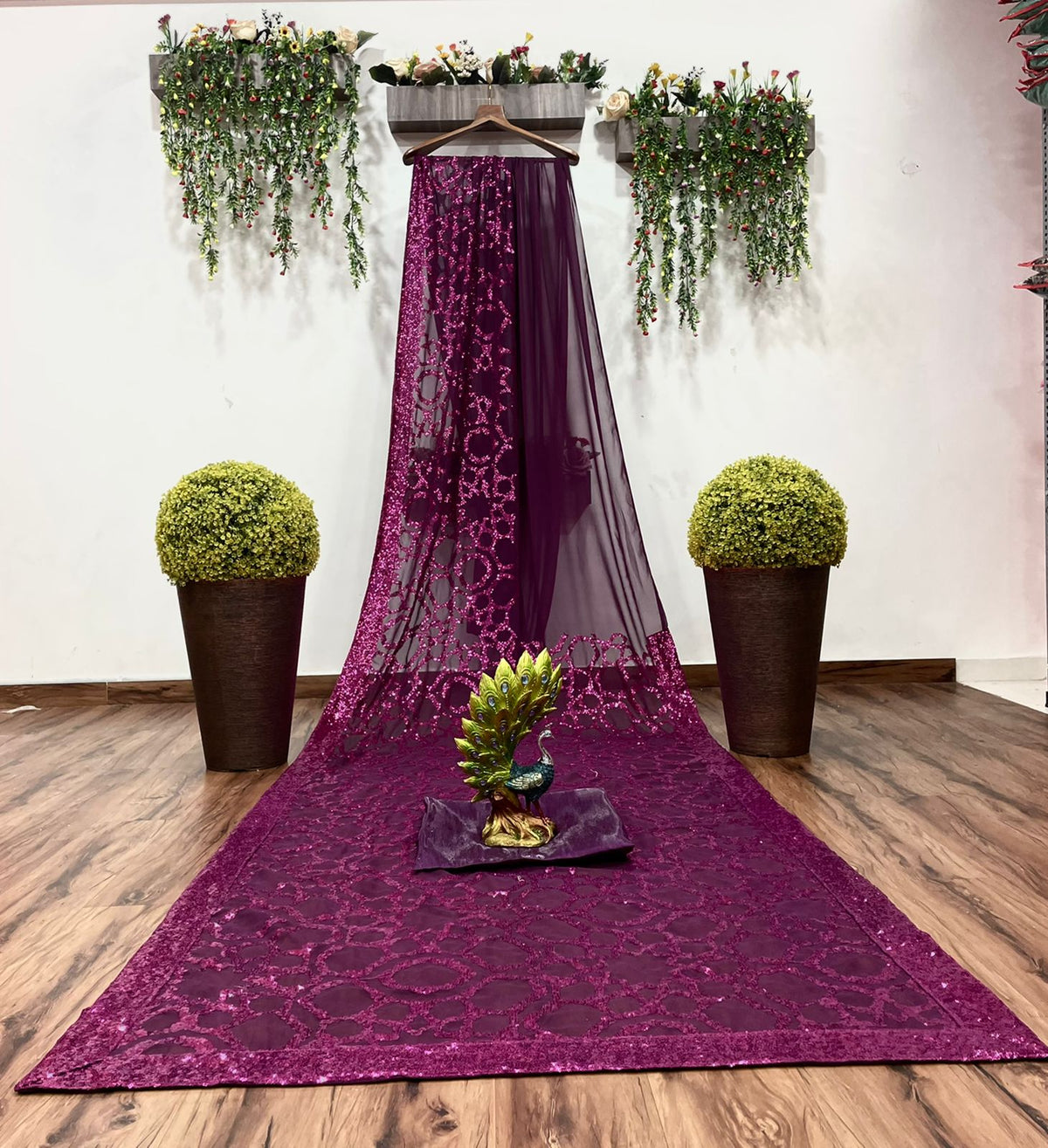 Beautiful Purple color sequence saree for partywear look - Joshindia