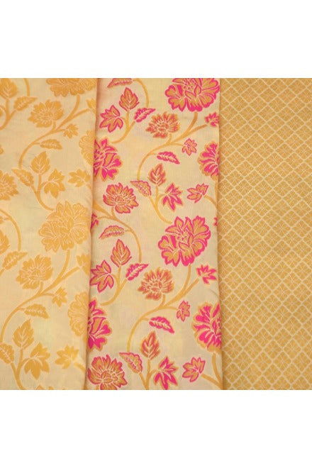 cream color silk jacquard saree - Joshindia