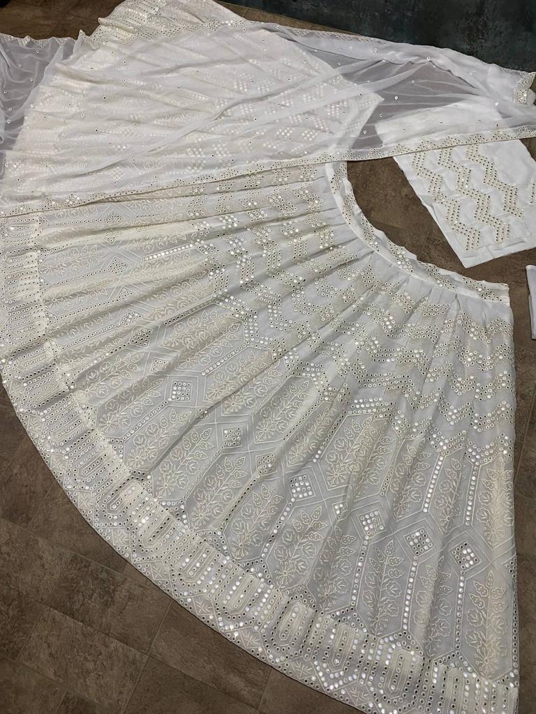 Trending white mirror lehenga choli buy online - Joshindia
