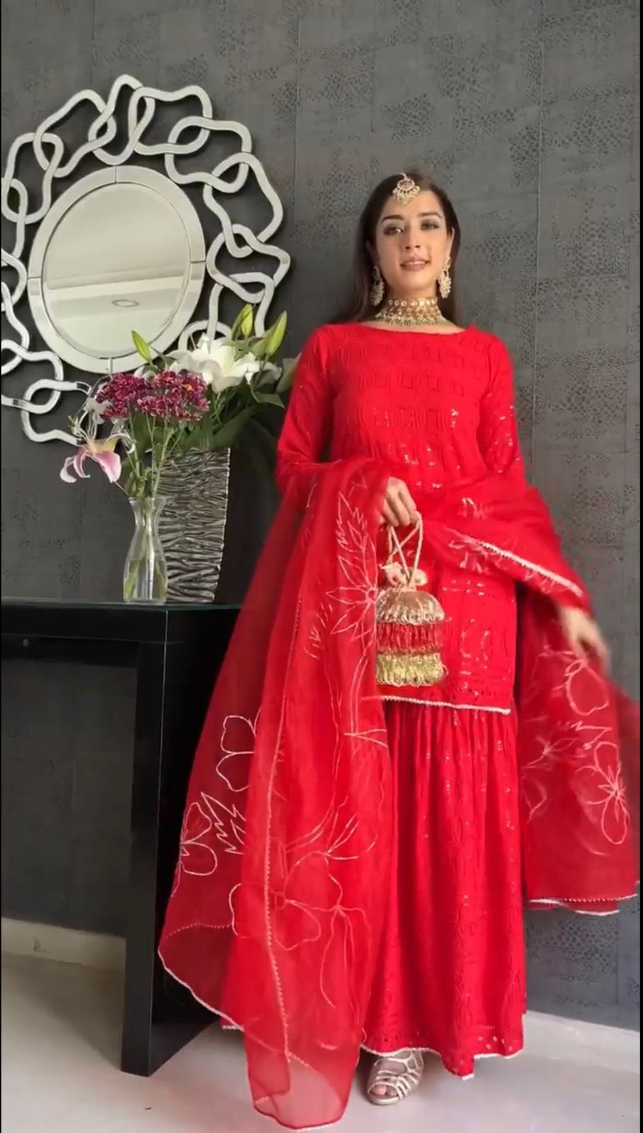 Buy Utsav Fashion Gota Patti Bhagalpuri Silk Punjabi Suit in Red Colour at  Amazon.in