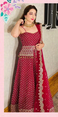Beautiful dark pink peplum style designer outfits buy now - Joshindia