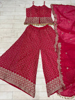 Beautiful dark pink peplum style designer outfits buy now - Joshindia