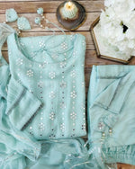Beautiful sky blue color kurta set for daily wear buy now - Joshindia