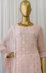 Buy peach color lucknowi style kurta set for stylish look - Joshindia