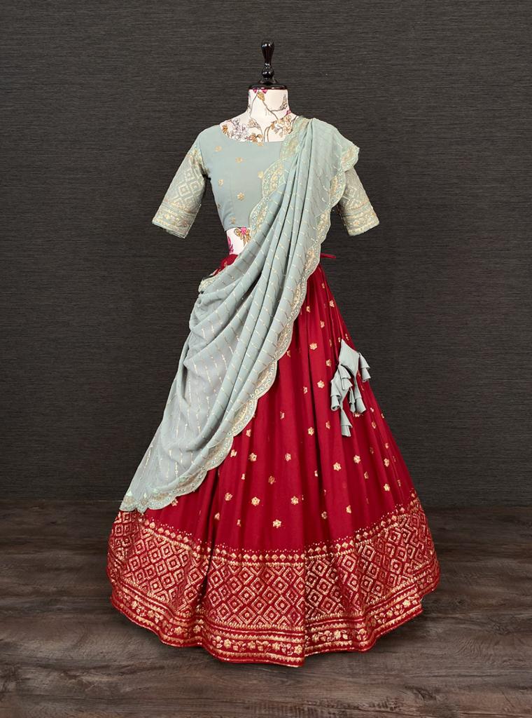 red color designer lehenga choli - Joshindia