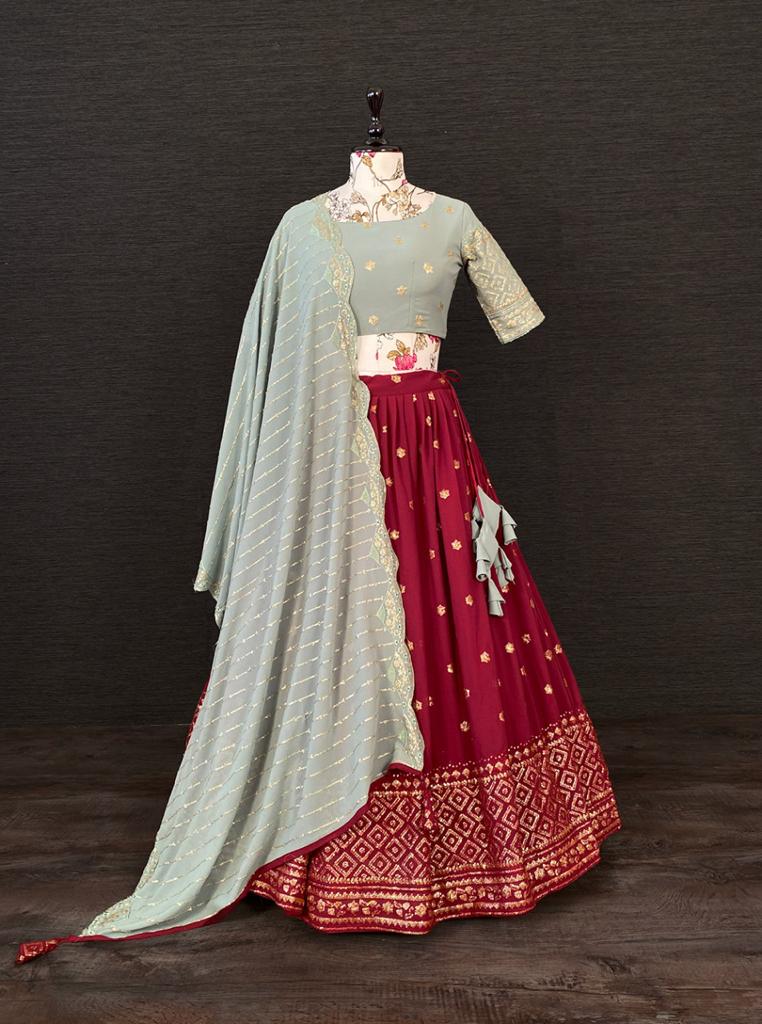 red color designer lehenga choli - Joshindia