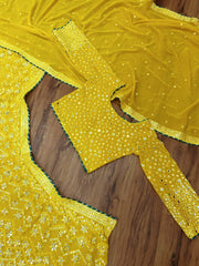 Trending yellow mirror work lehanga choli buy now - Joshindia