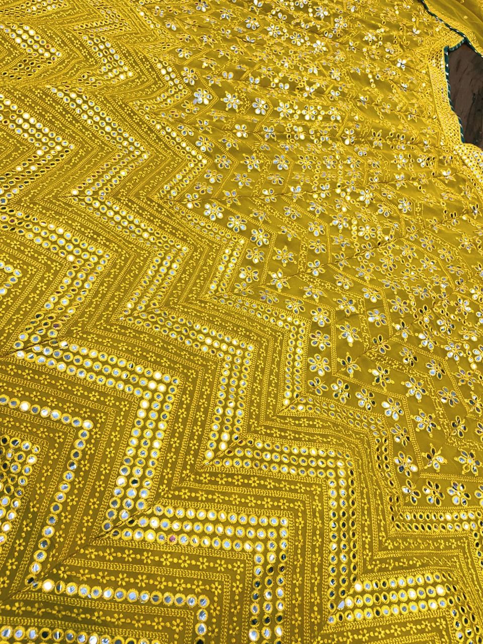 Trending yellow mirror work lehanga choli buy now - Joshindia