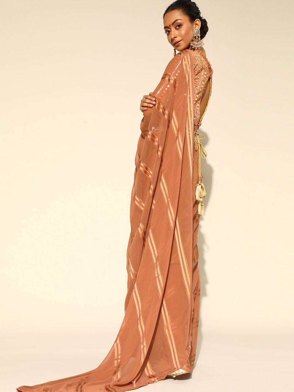 Trendy Orange color designer saree at affordable rate - Joshindia