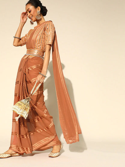 Trendy Orange color designer saree at affordable rate