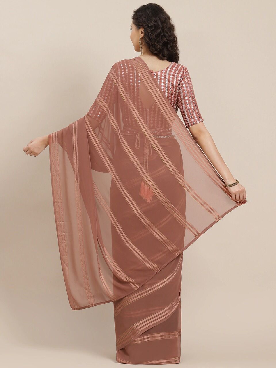 Trendy Rose Brown color designer saree at affordable rate - Joshindia
