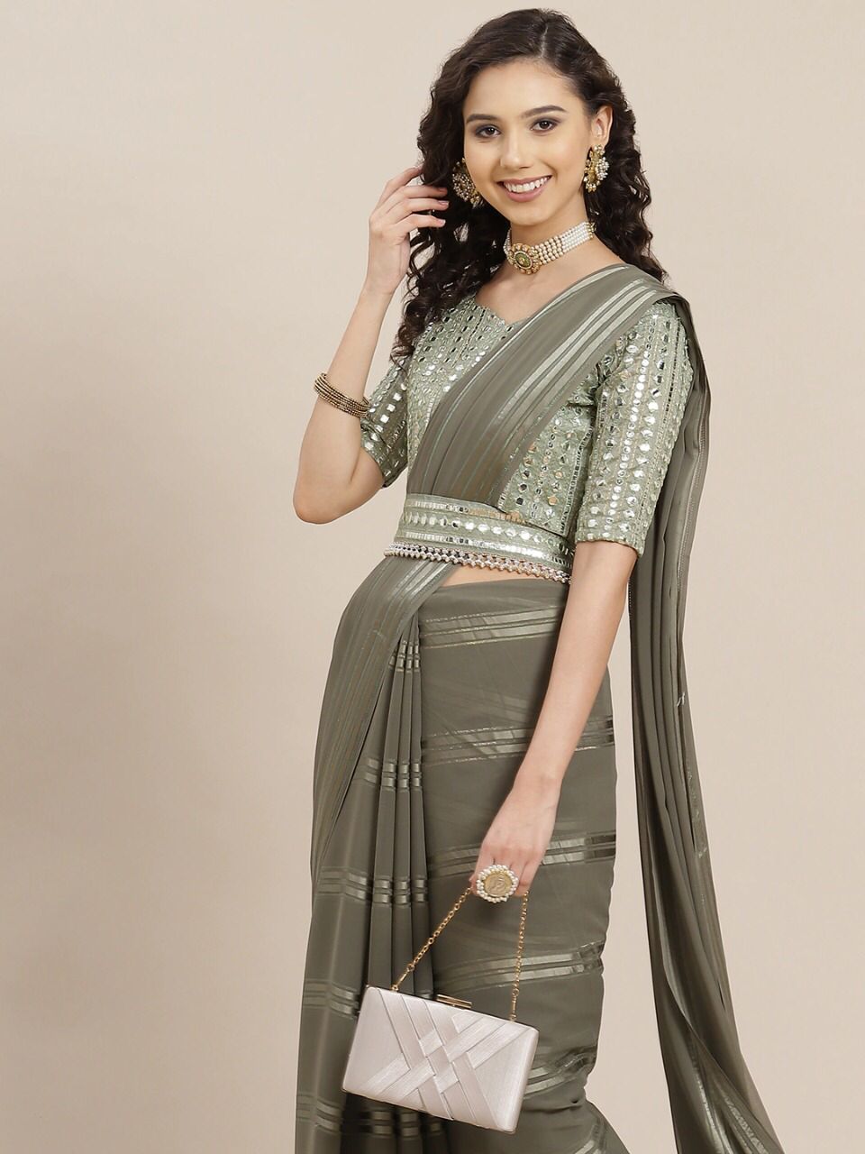 Trendy Mehendi Green color designer saree at affordable rate - Joshindia