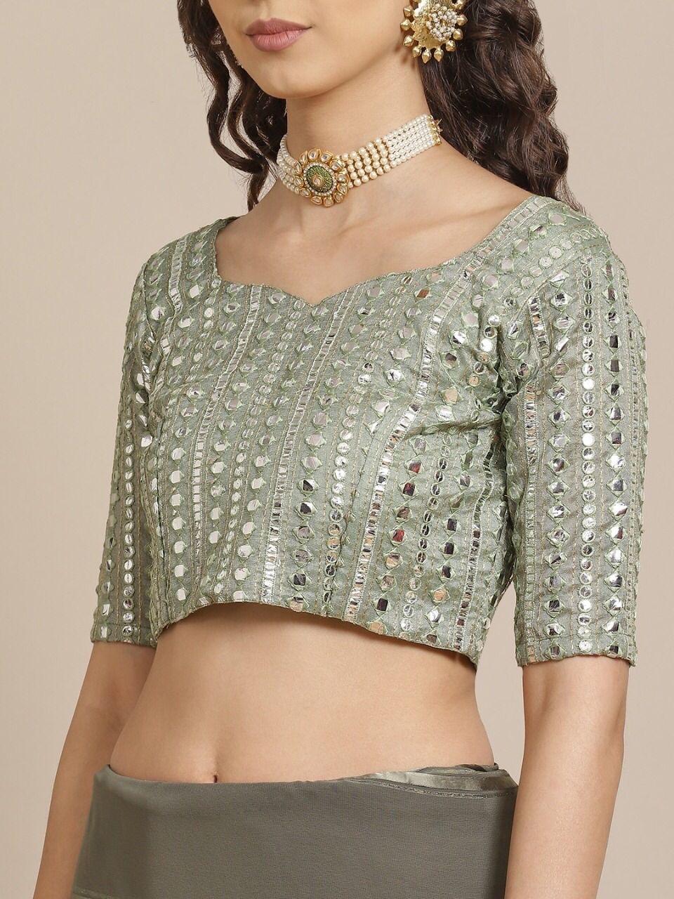 Trendy Mehendi Green color designer saree at affordable rate