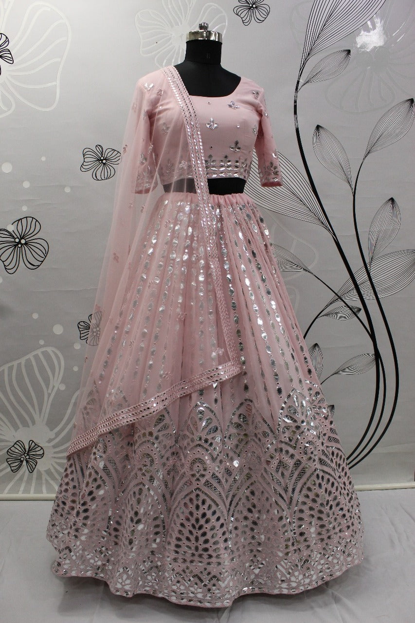 Pink color Georgette designer lehenga choli - Joshindia
