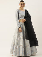 Pure Traditional Looks Grey Color Silk Lehenga choli - Joshindia