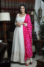 Beautiful White Color Lucknowi Chikankari Gown collection - Joshindia
